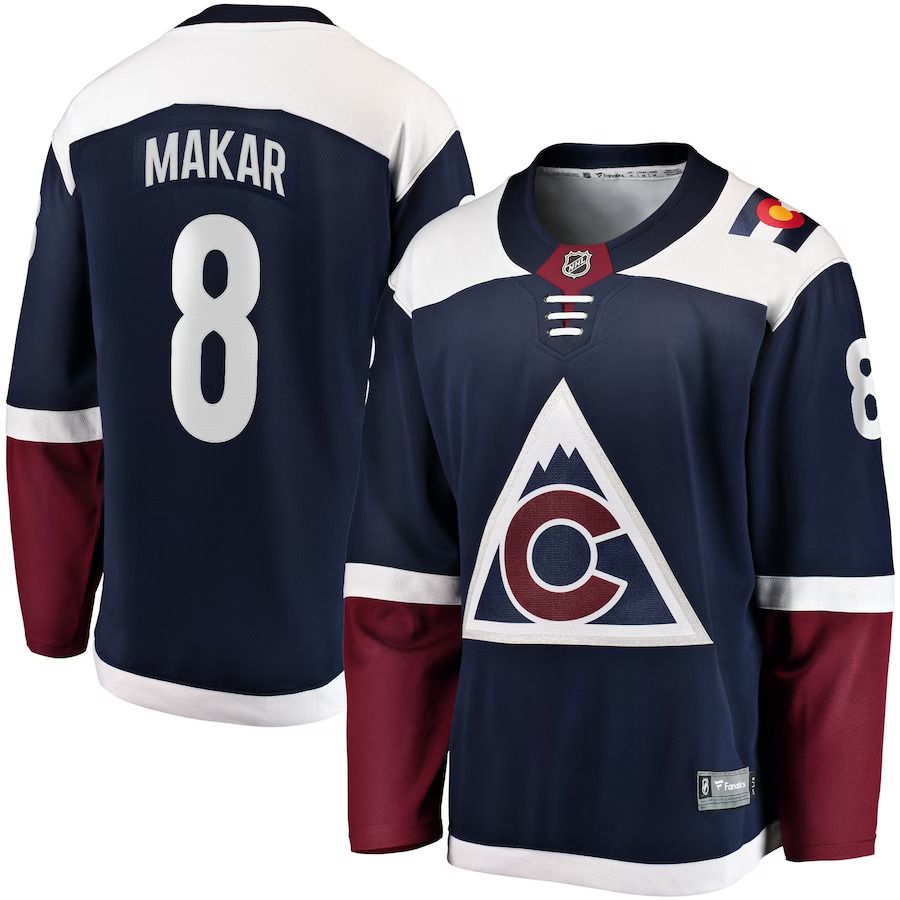 Men Colorado Avalanche 8 Cale Makar Fanatics Branded Navy Alternate Premier Breakaway Player NHL Jersey